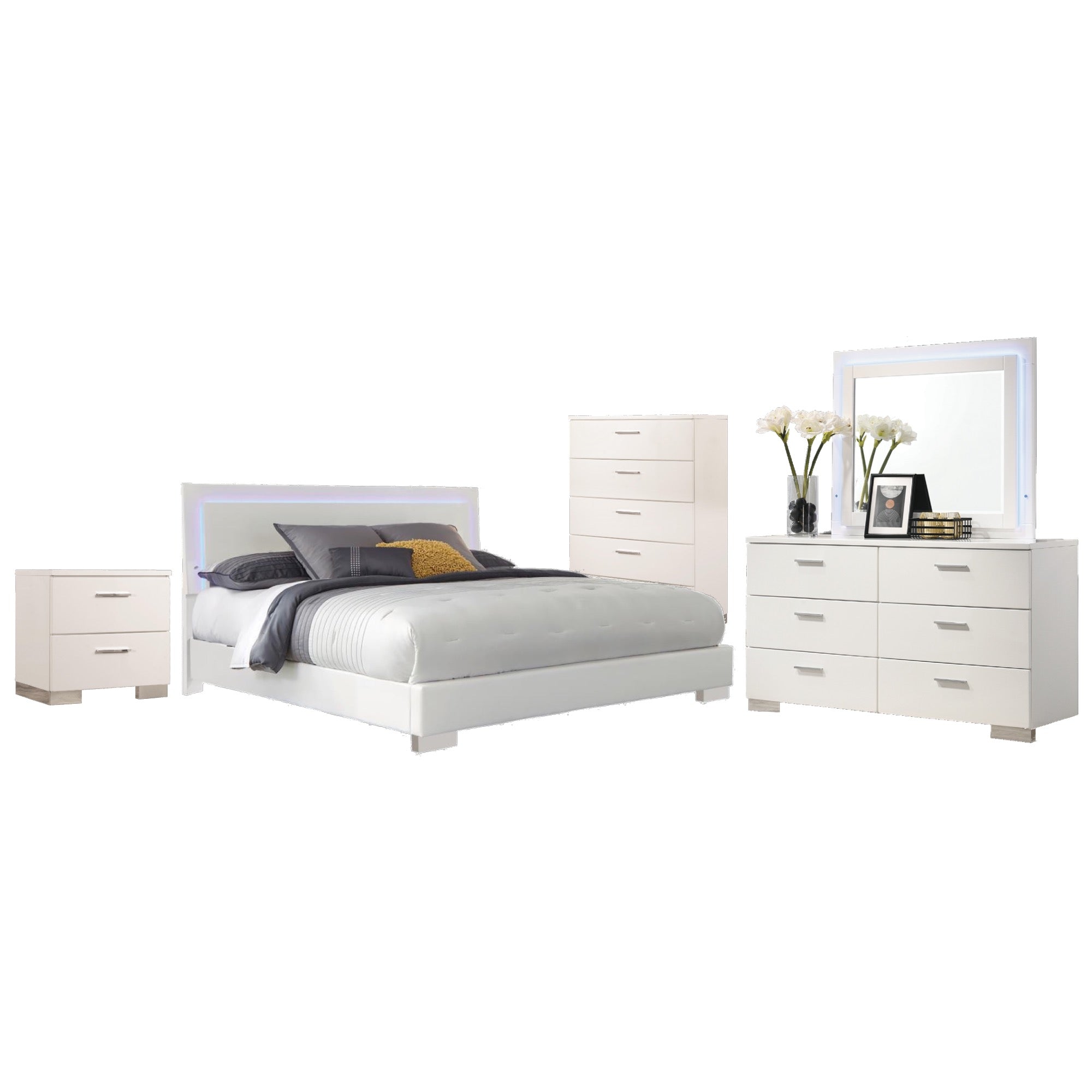 Felicity Queen 5 Piece Bedroom Set w/ LED Light