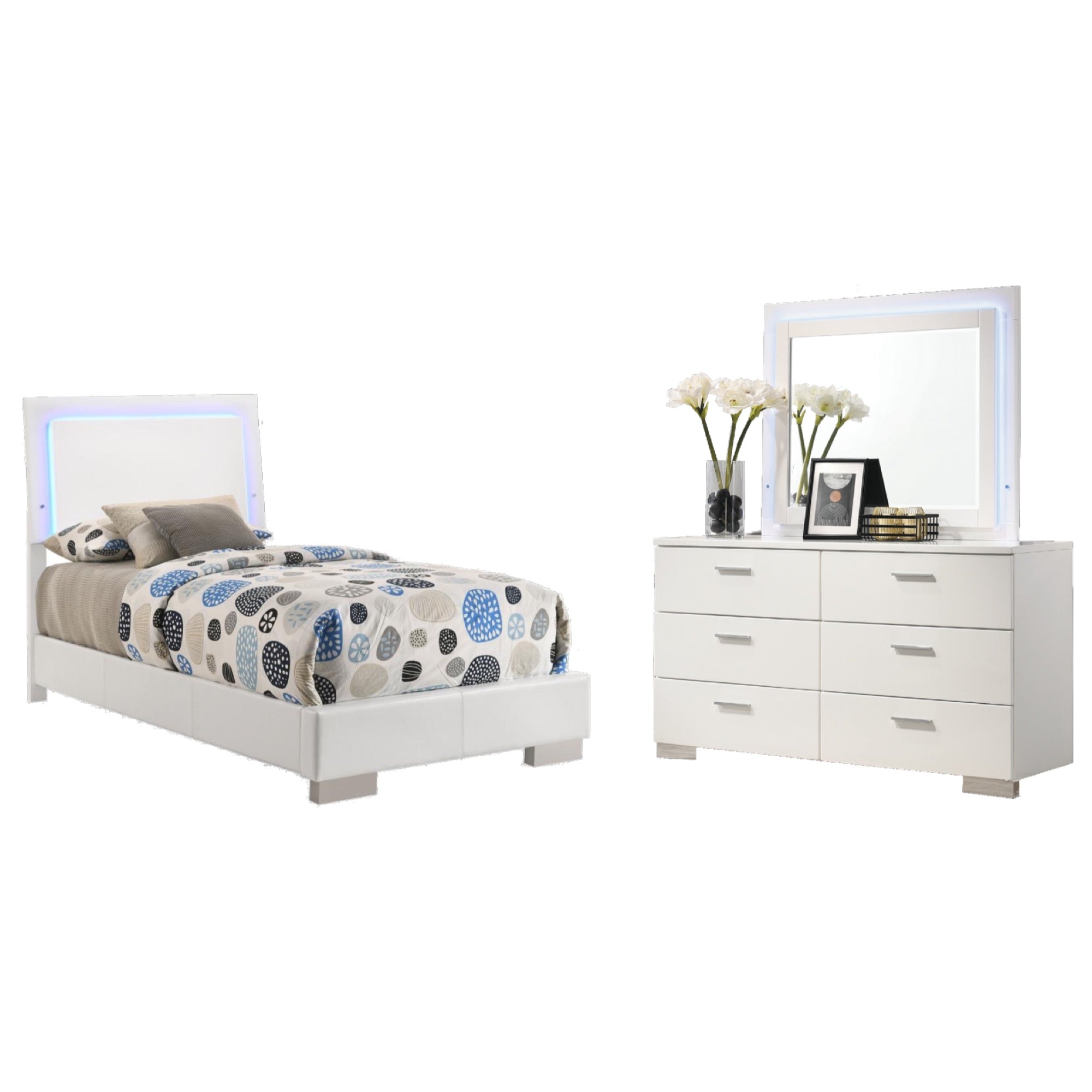 Felicity Twin 3 Piece Bedroom Set w/ LED Light