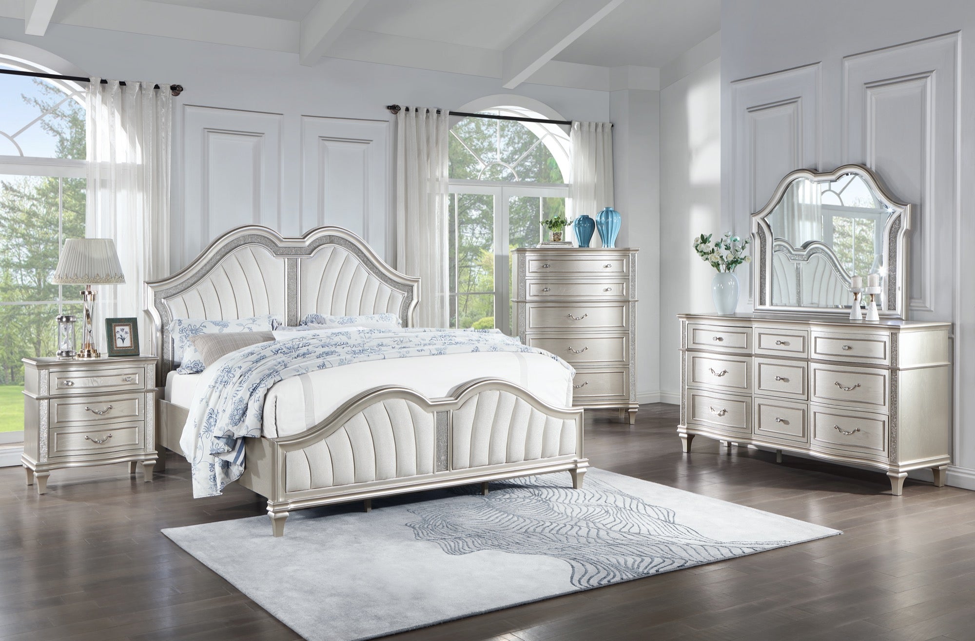 Evangeline Queen 5 Piece Upholstered Bedroom Set