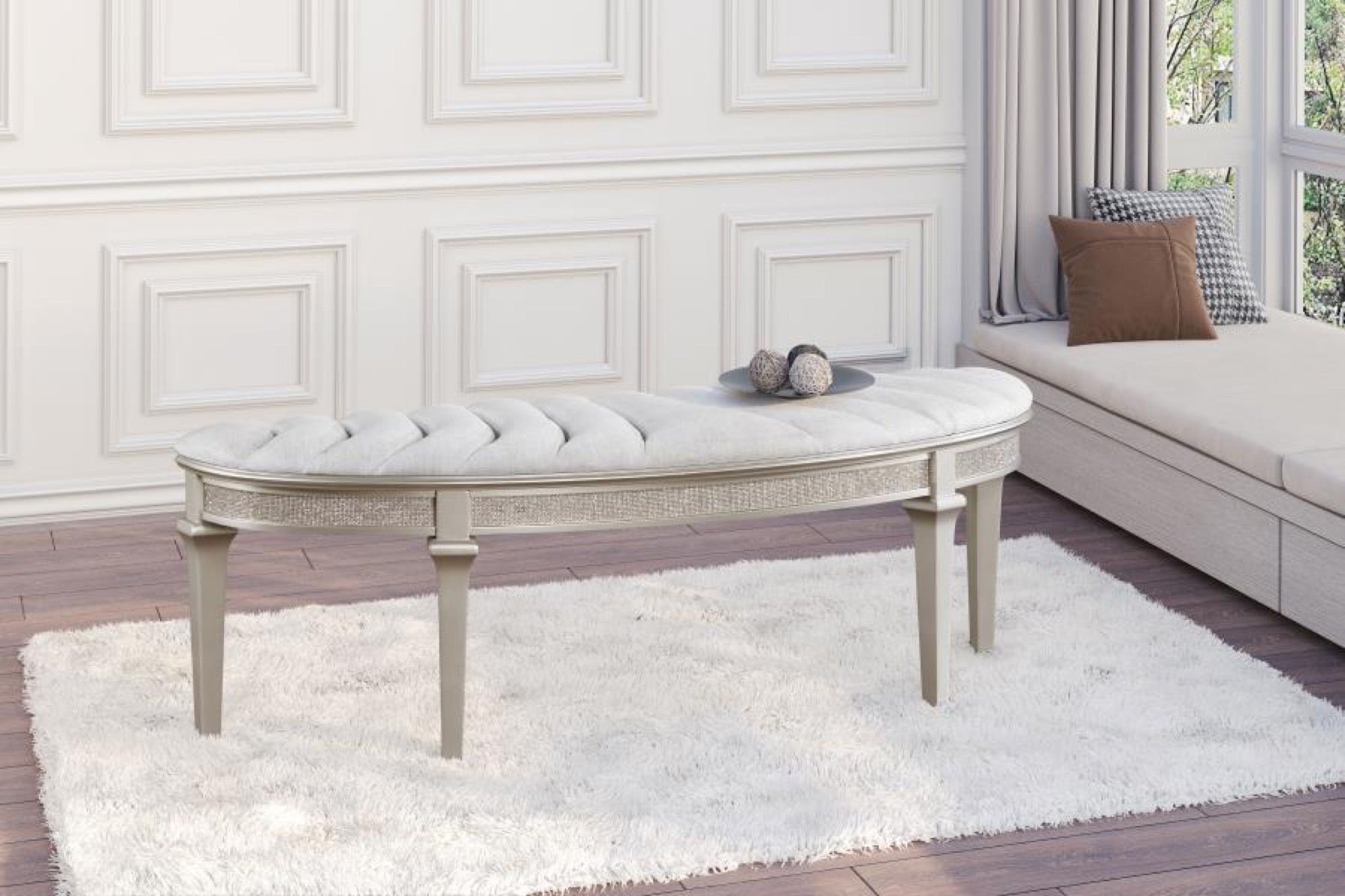 Evangeline Upholstered Demilune Bench