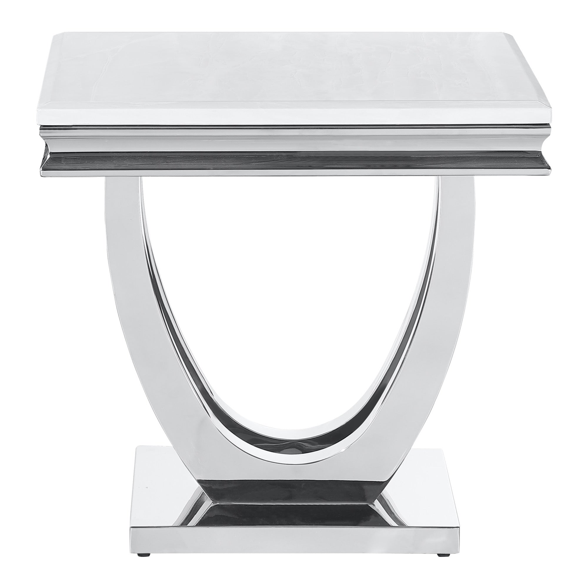 Adabella U-base Square End Table White and Chrome