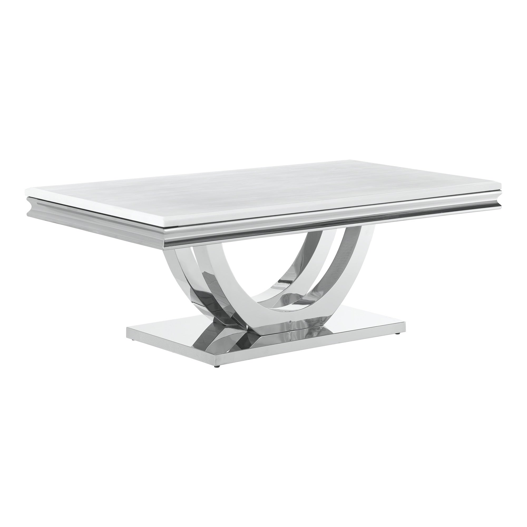 Adabella U-base Rectangle Coffee Table White and Chrome