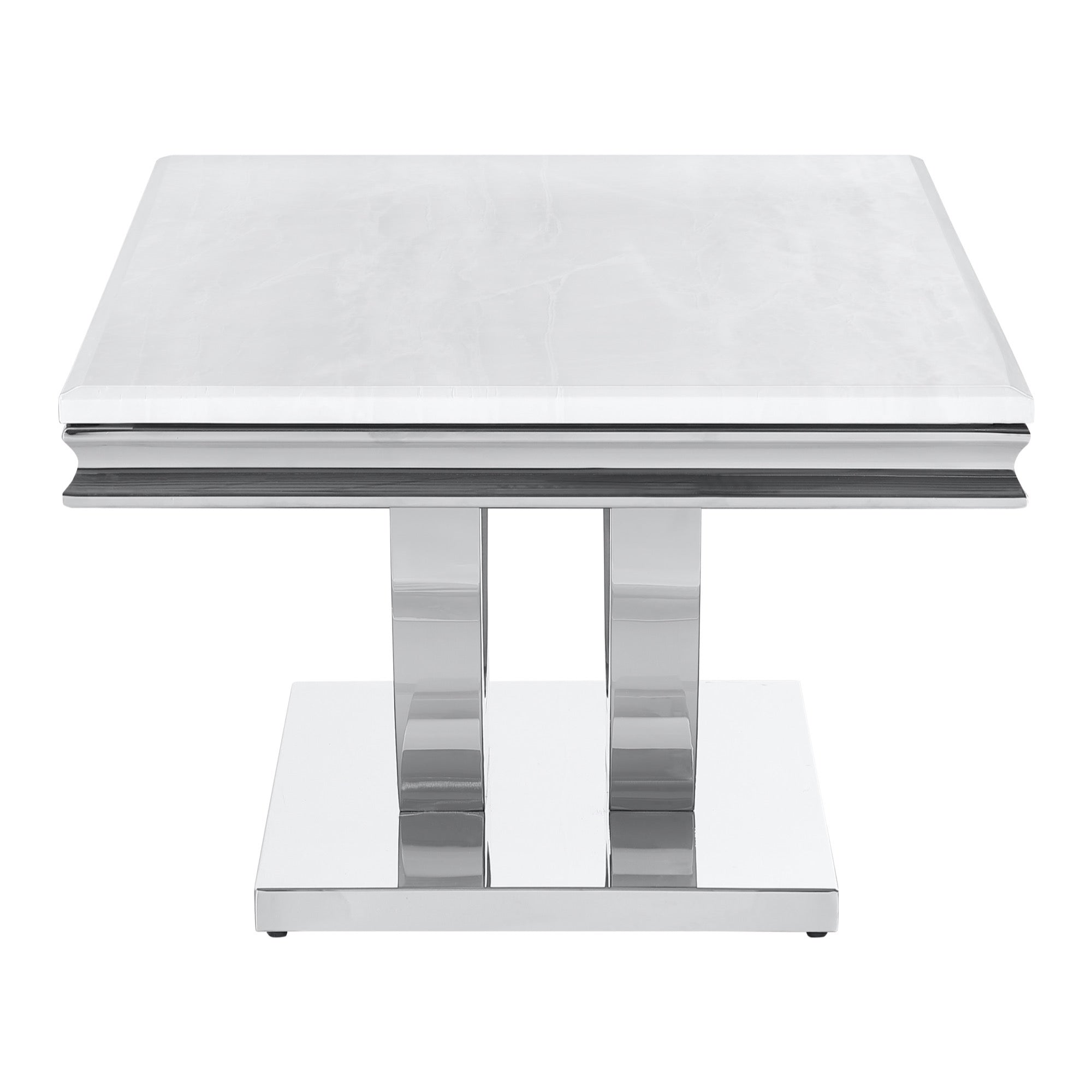 Adabella U-base Rectangle Coffee Table White and Chrome