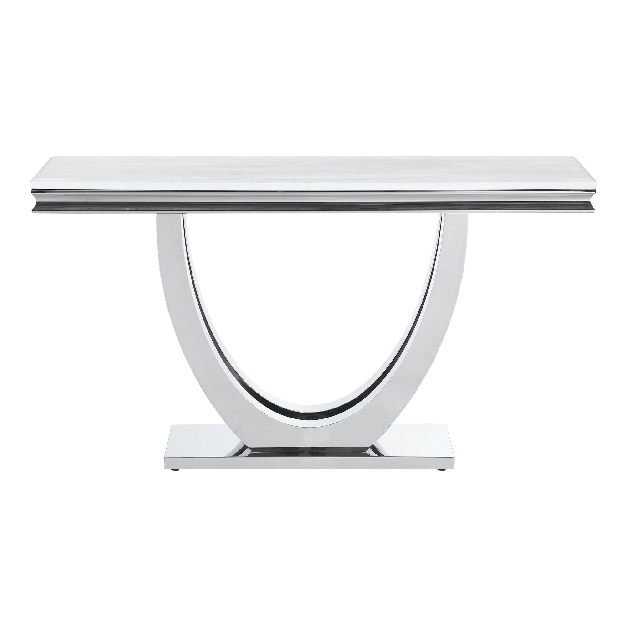 Adabella U-base Rectangle Sofa Table White and Chrome