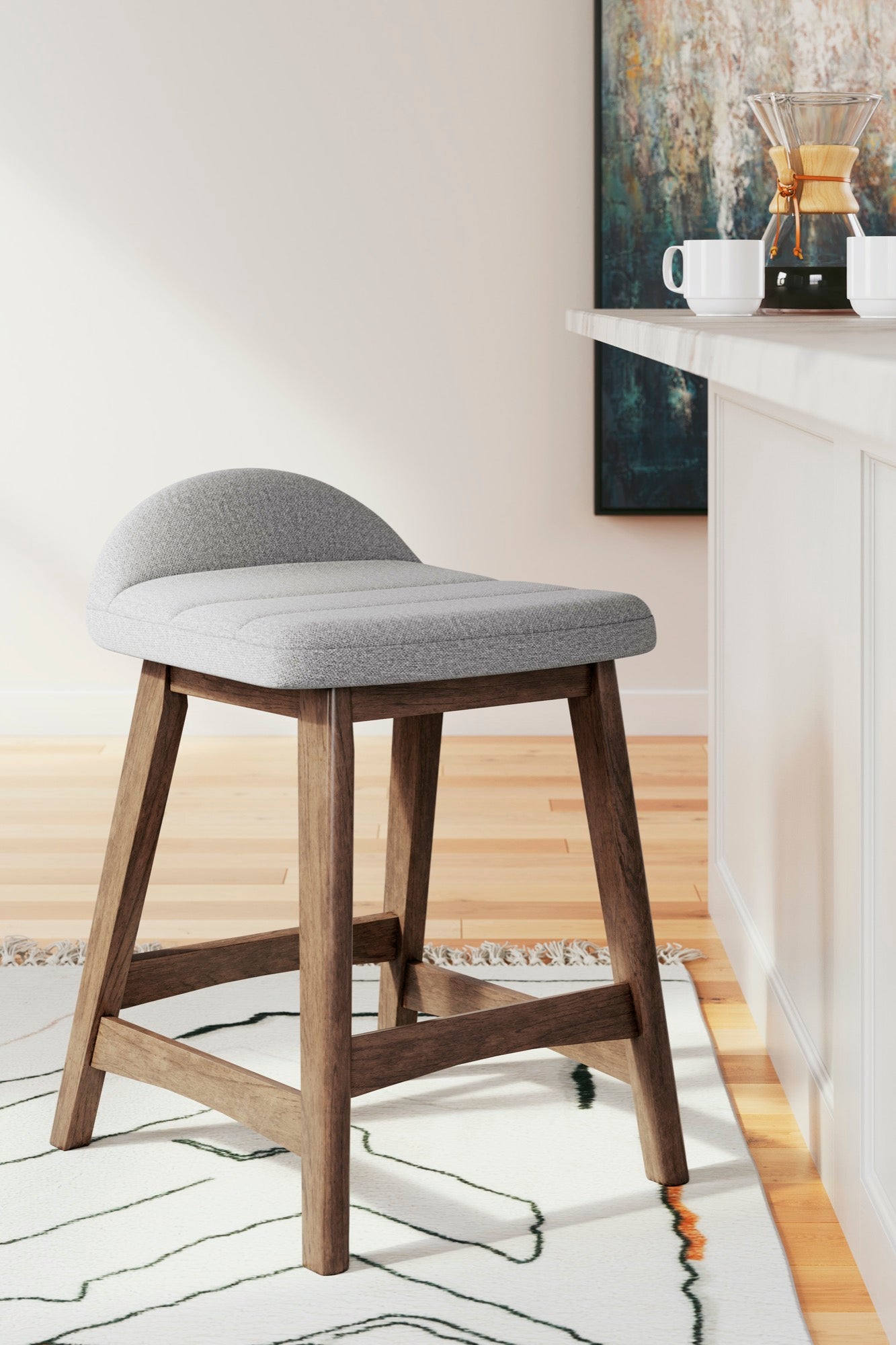 Lyncott Grey Counter Height Bar Stool (Set of 2)