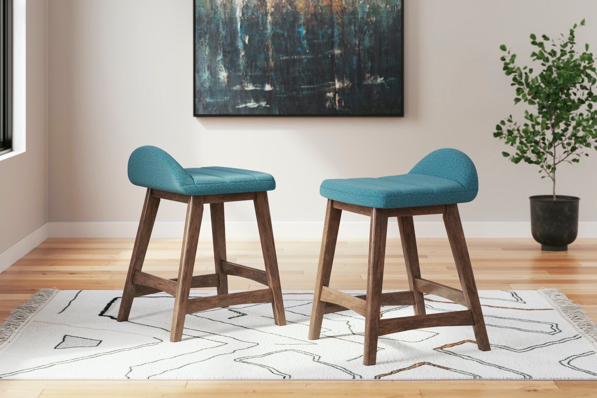 Lyncott Blue Counter Height Bar Stool (Set of 2)