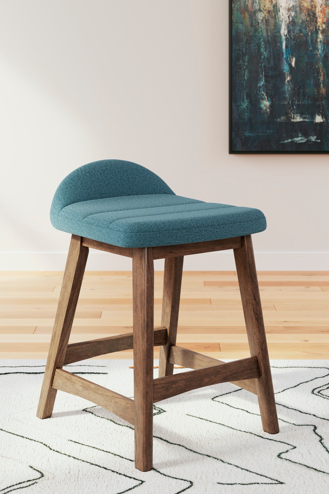 Lyncott Blue Counter Height Bar Stool (Set of 2)