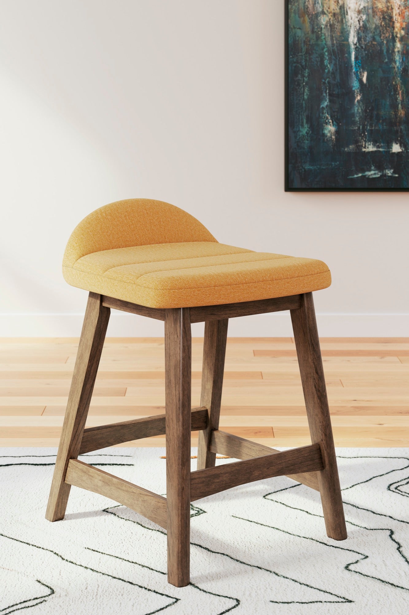 Lyncott Mustard Counter Height Bar Stool (Set of 2)