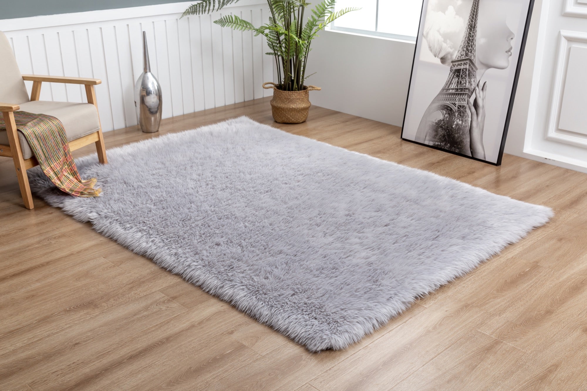 Flokati Shag Grey 5x7 Area Rug