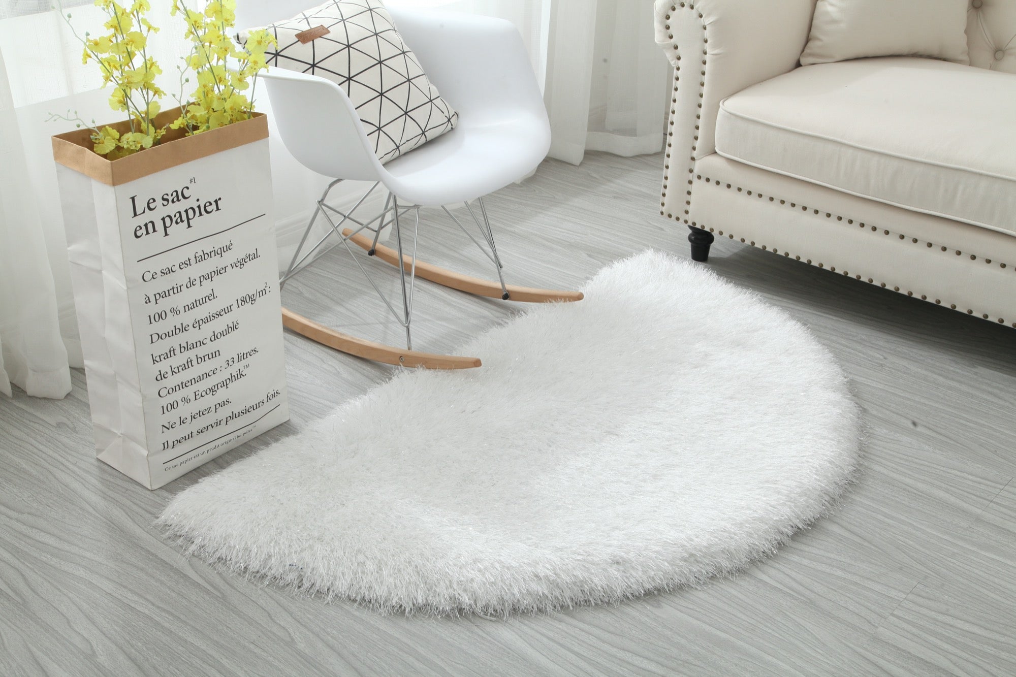 Manhattan White Half Moon Area Rug