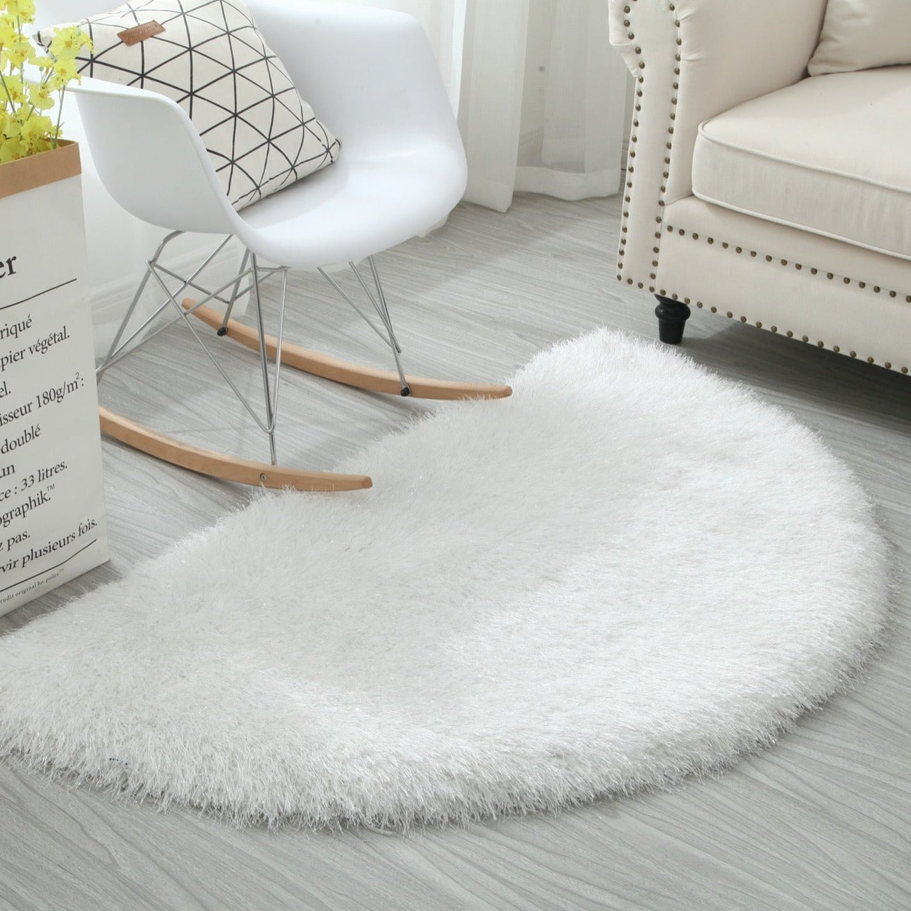 Manhattan White Half Moon Area Rug