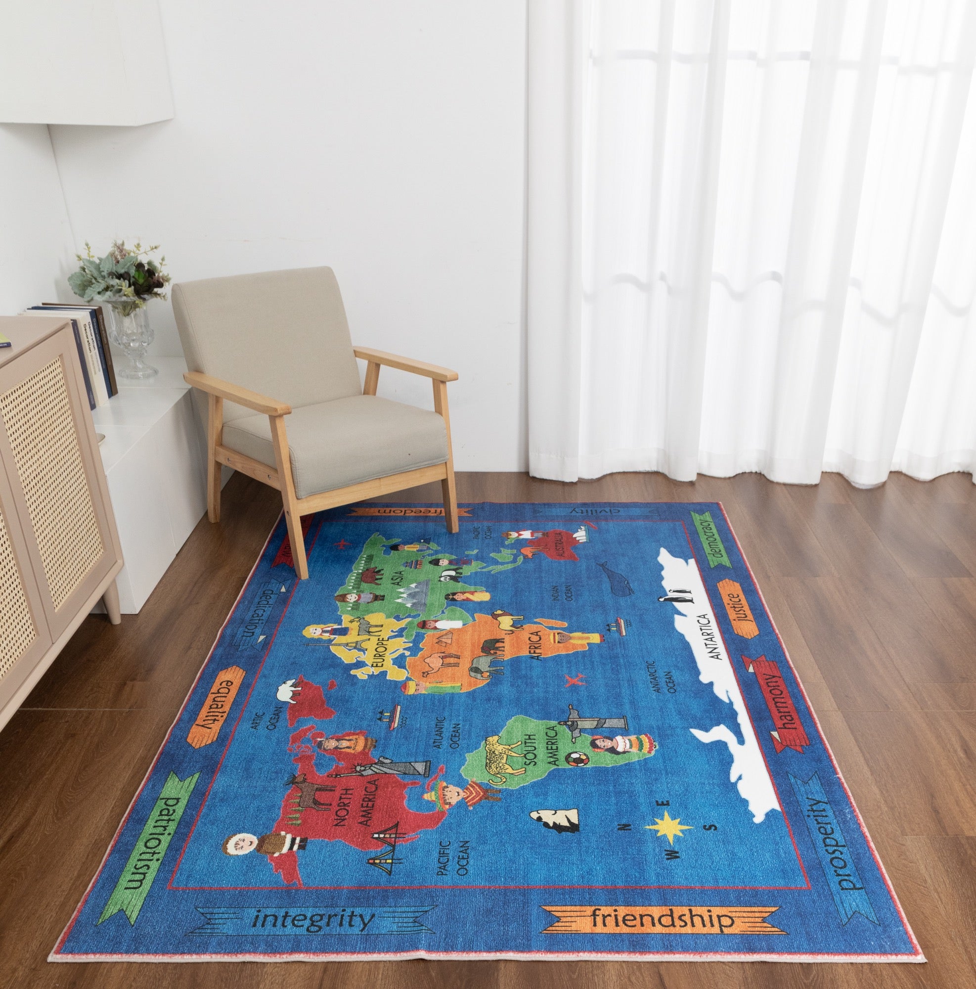 Kids Map 5x7 Area Rug