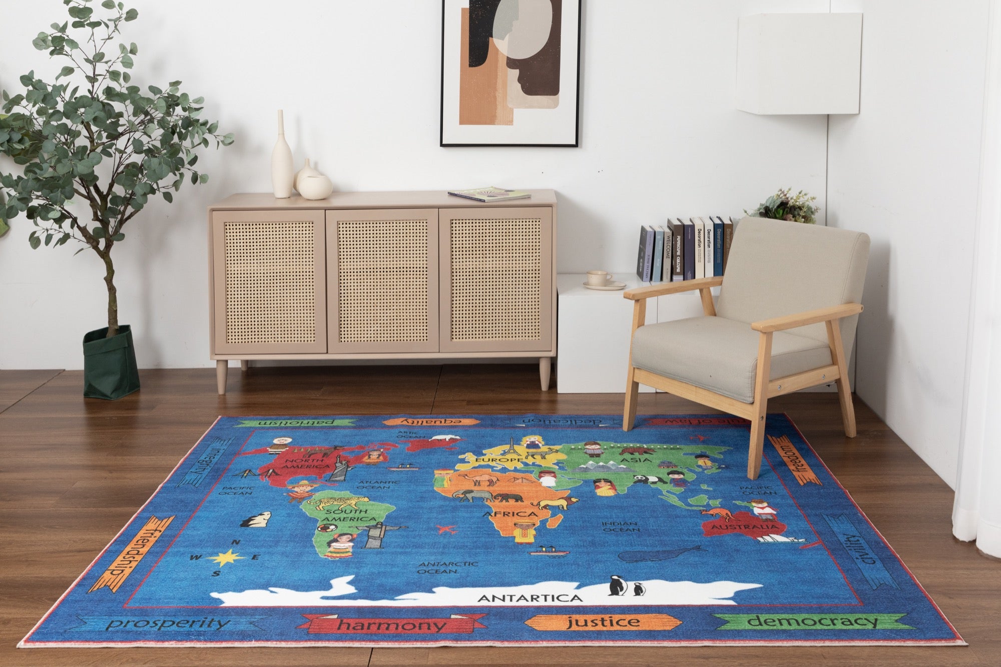 Kids Map 5x7 Area Rug