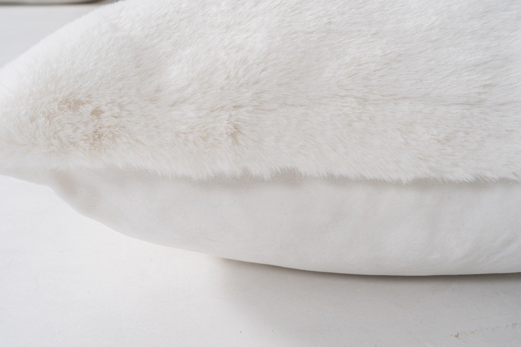 Faux Rabbit Fur White Pillow