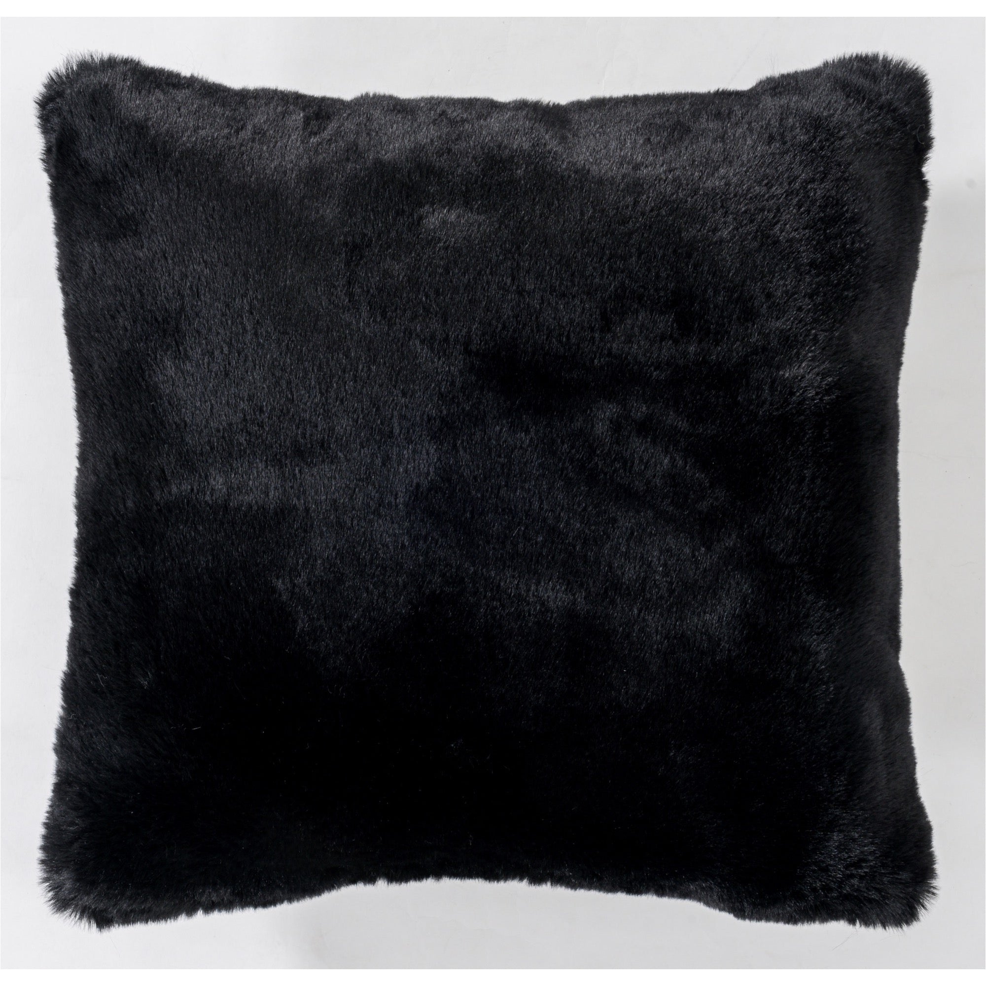 Faux Rabbit Fur Black Pillow