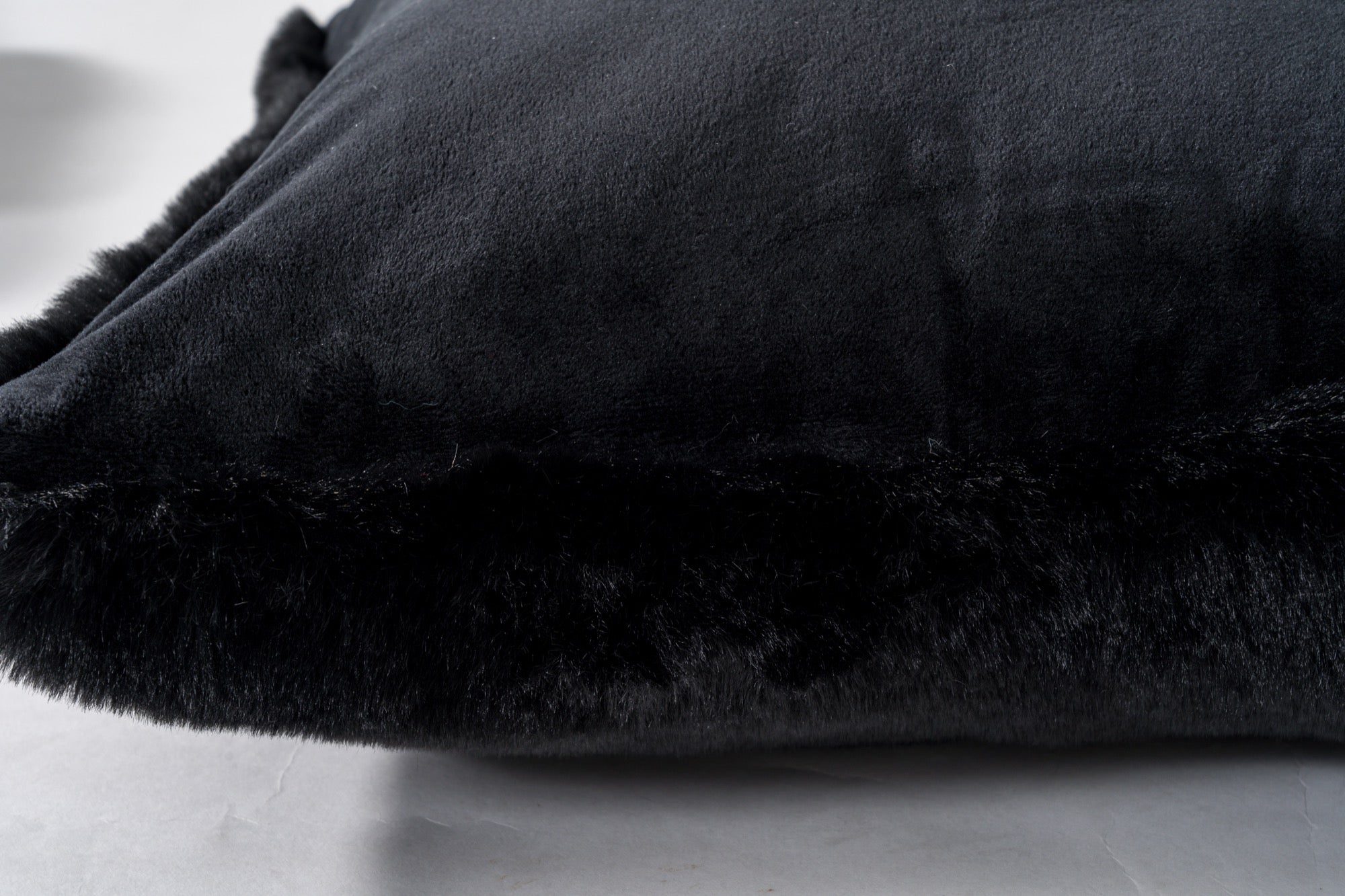 Faux Rabbit Fur Black Pillow