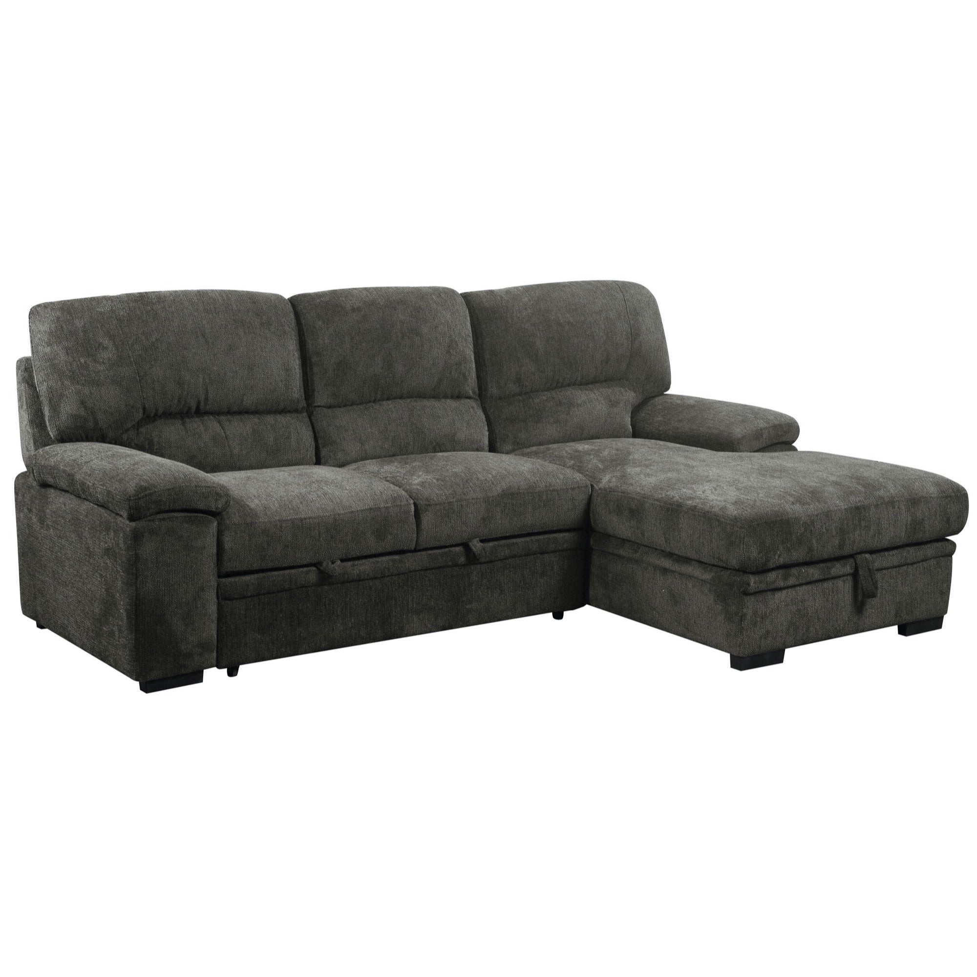 Tessaro Charcoal Sleeper Sectional w/ Popup Storage Chaise