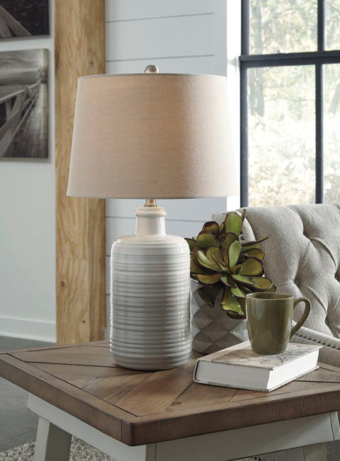 Marnina Taupe Ceramic Table Lamp (Set of 2)