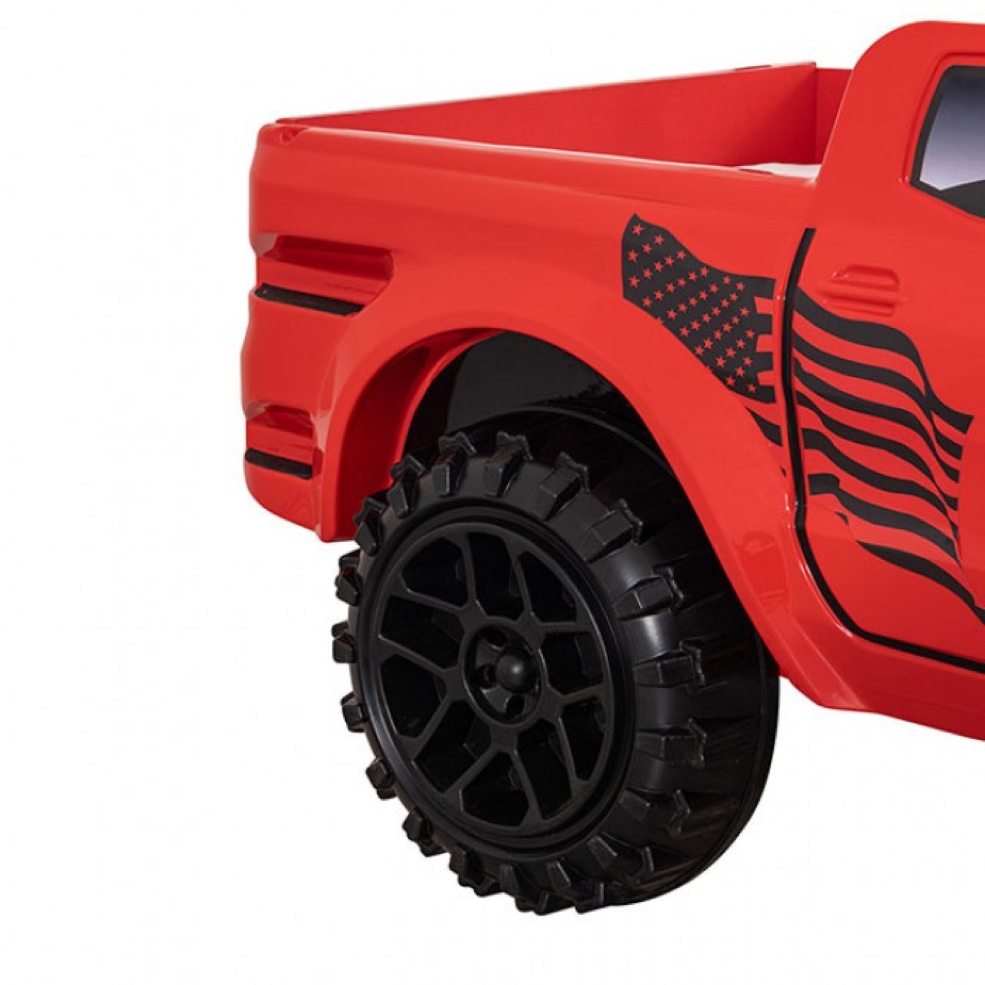 Roverton Kid's Red Pick Up Truck Bed with LED Lights