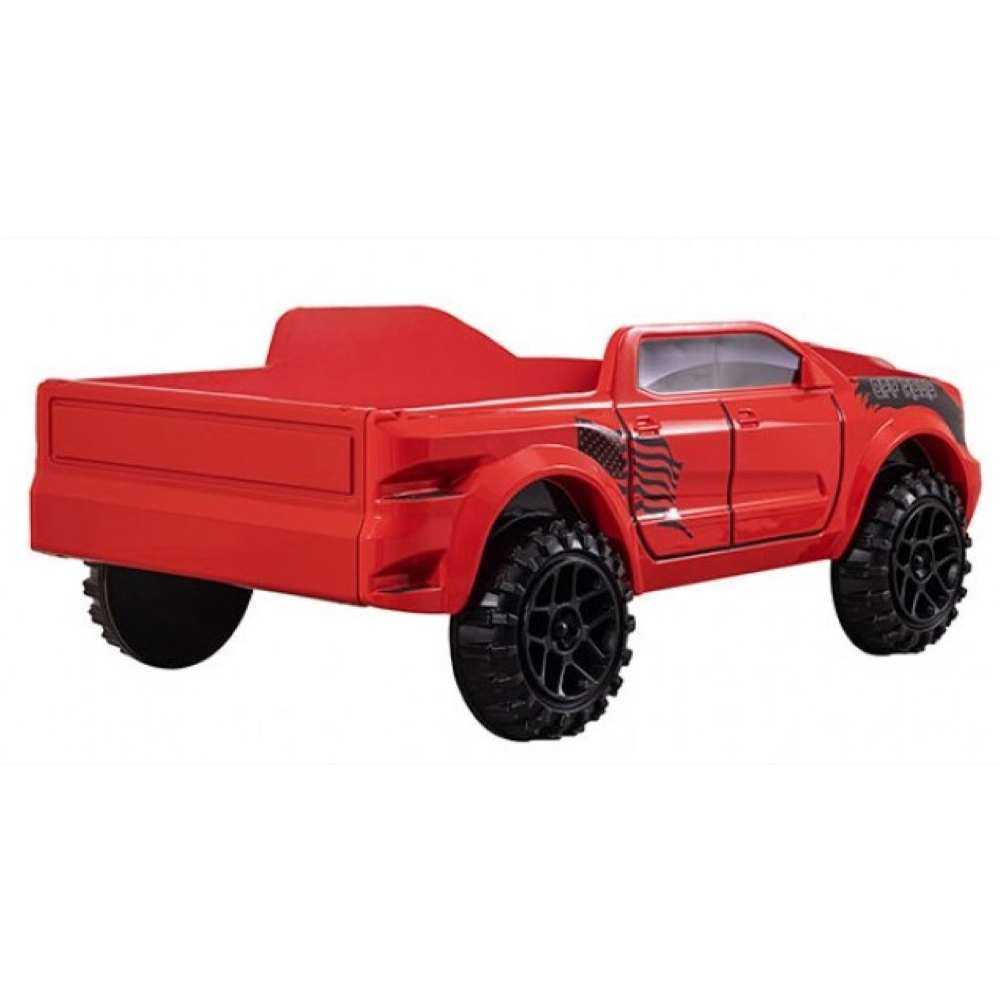 Roverton Kid's Red Pick Up Truck Bed with LED Lights