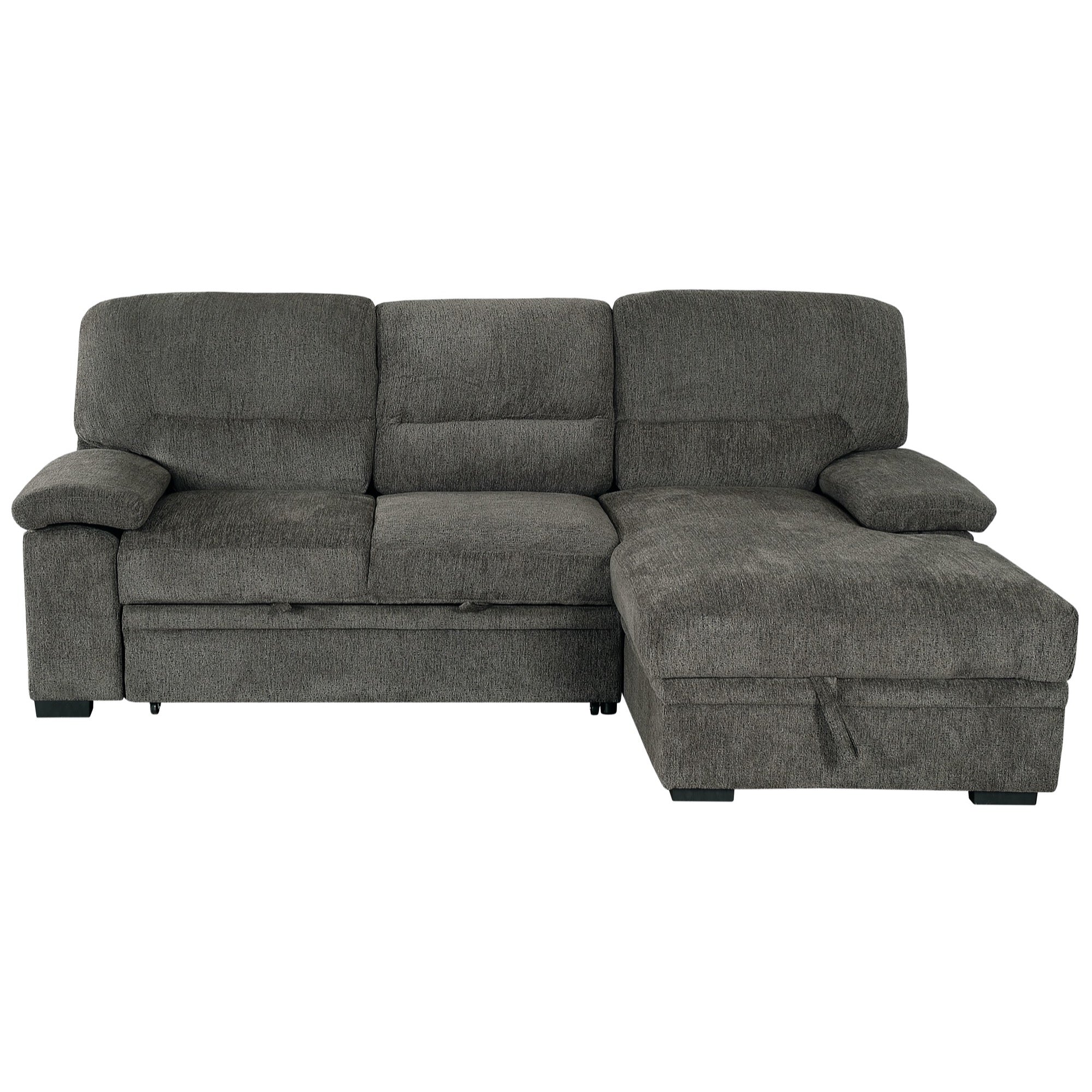 Tessaro Charcoal Sleeper Sectional w/ Popup Storage Chaise