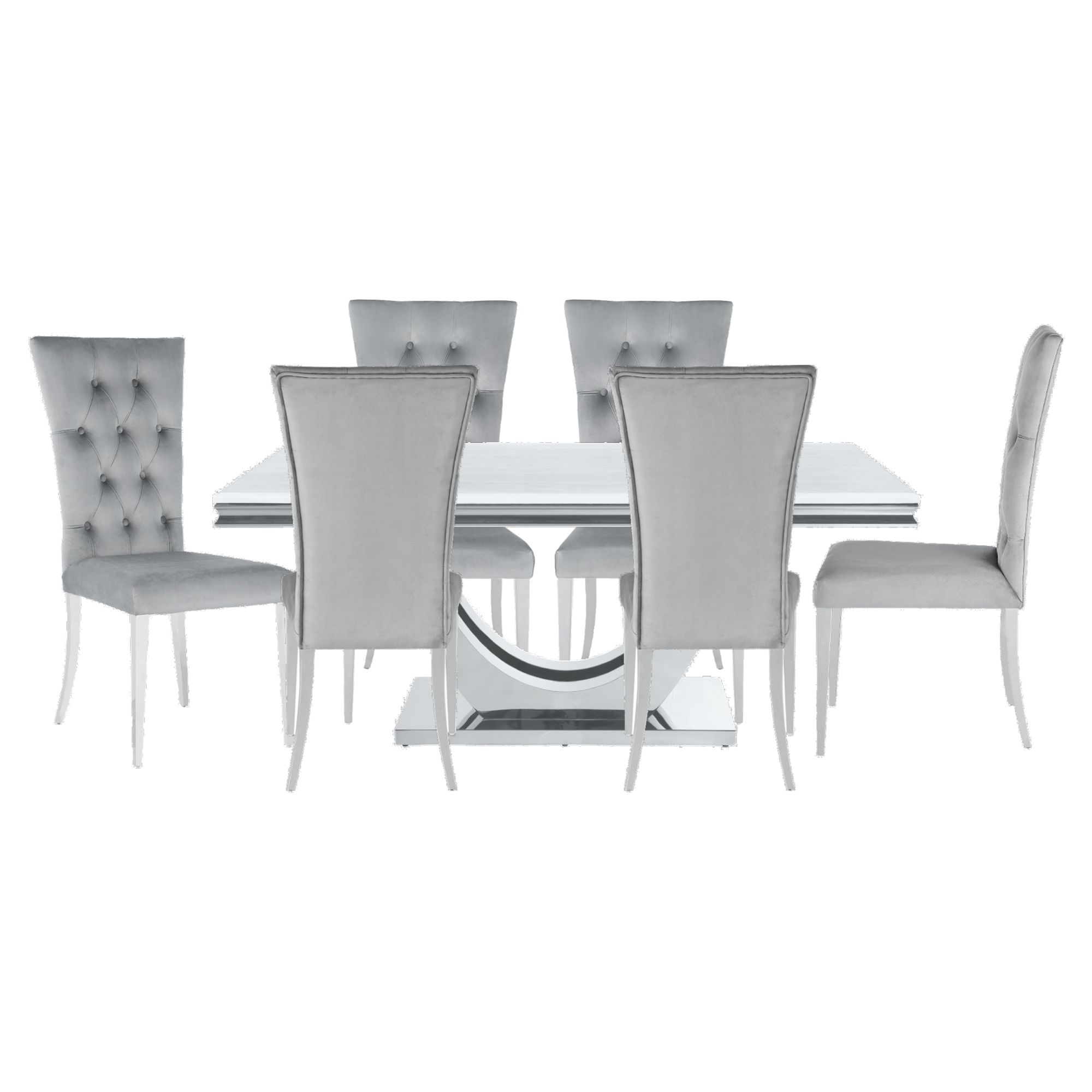 Kerwin 7-Piece Dining Room Set Grey And Chrome