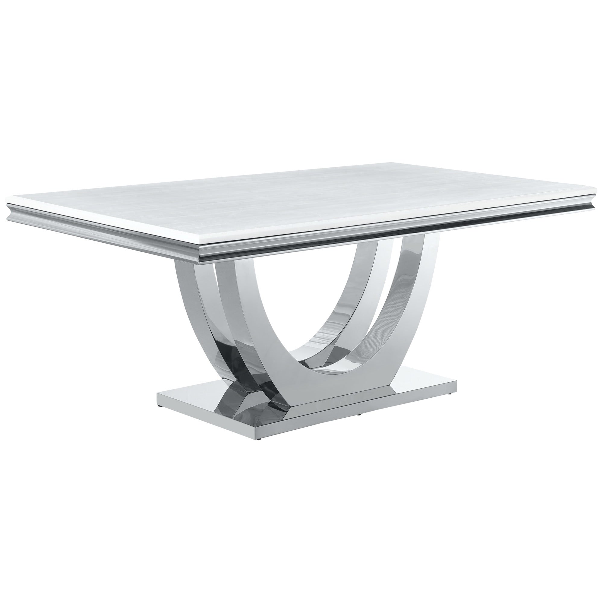 Kerwin Rectangle Faux Marble Top Dining Table White And Chrome