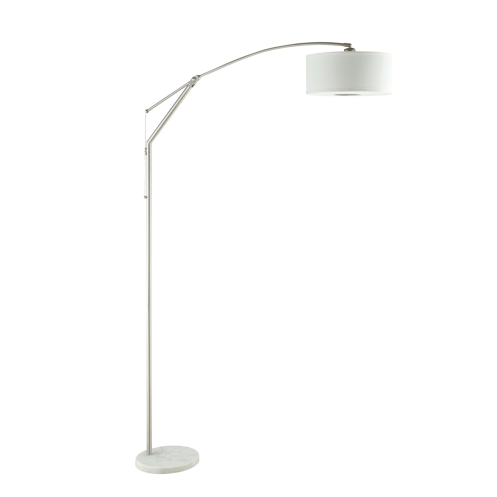 Moniz Adjustable Arched Arm Floor Lamp Chrome and White