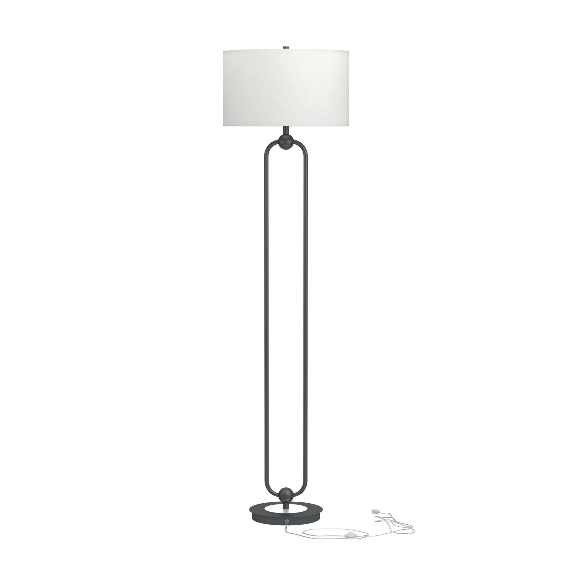 Drum Shade Floor Lamp White And Bronze