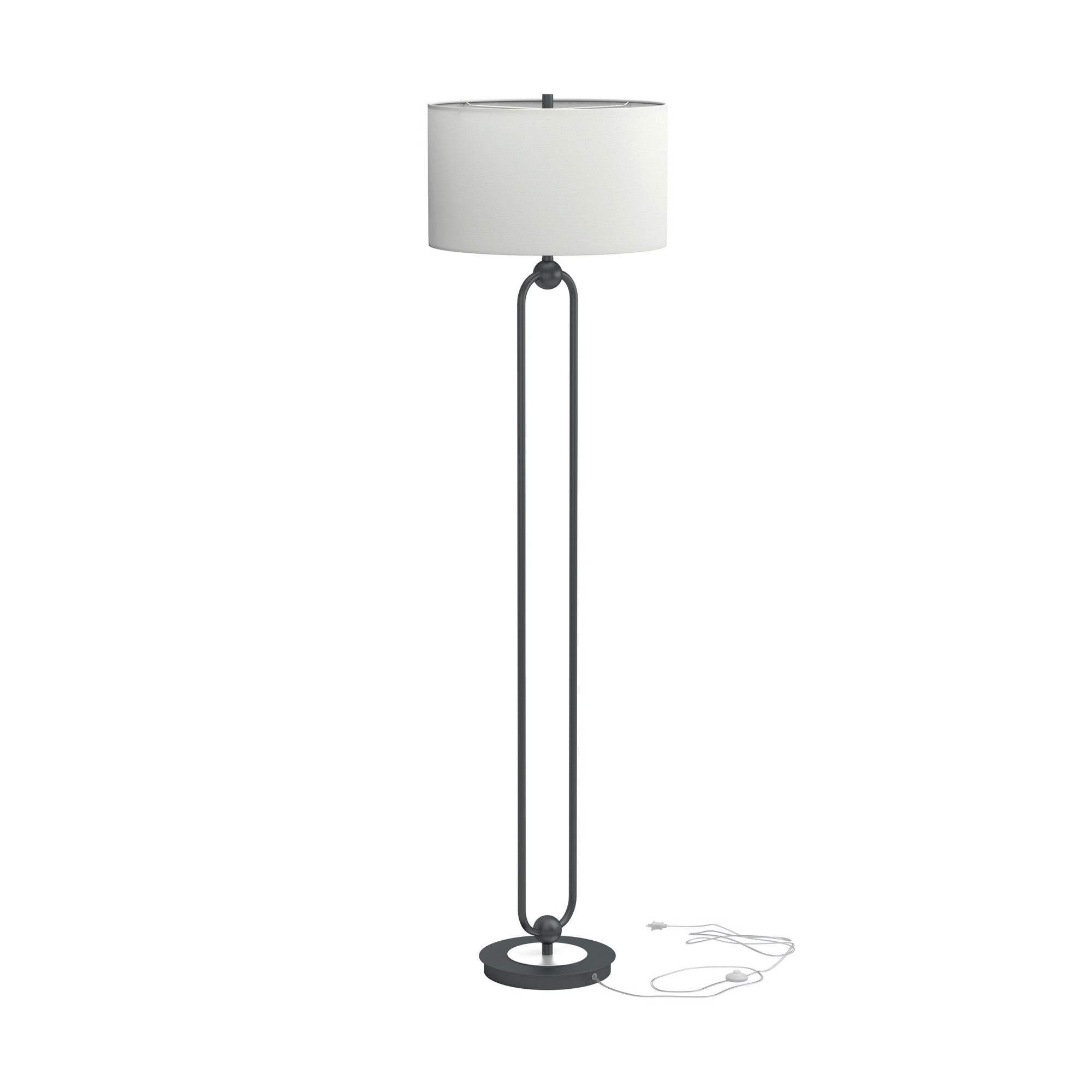 Drum Shade Floor Lamp White And Bronze