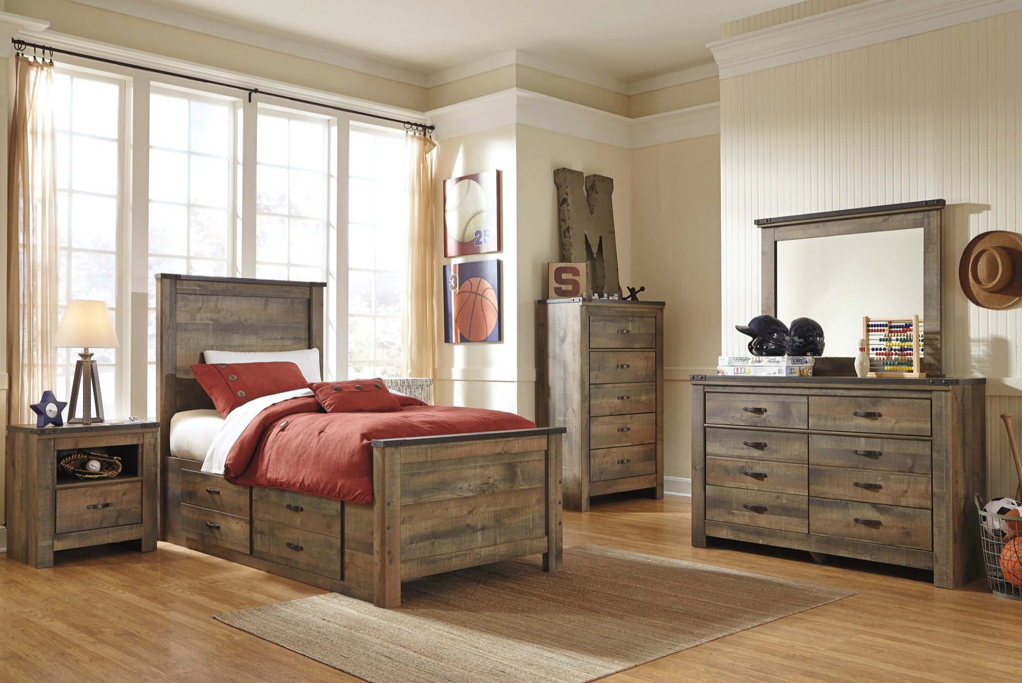 Trinell Twin Panel 5 Piece Storage Bedroom Set