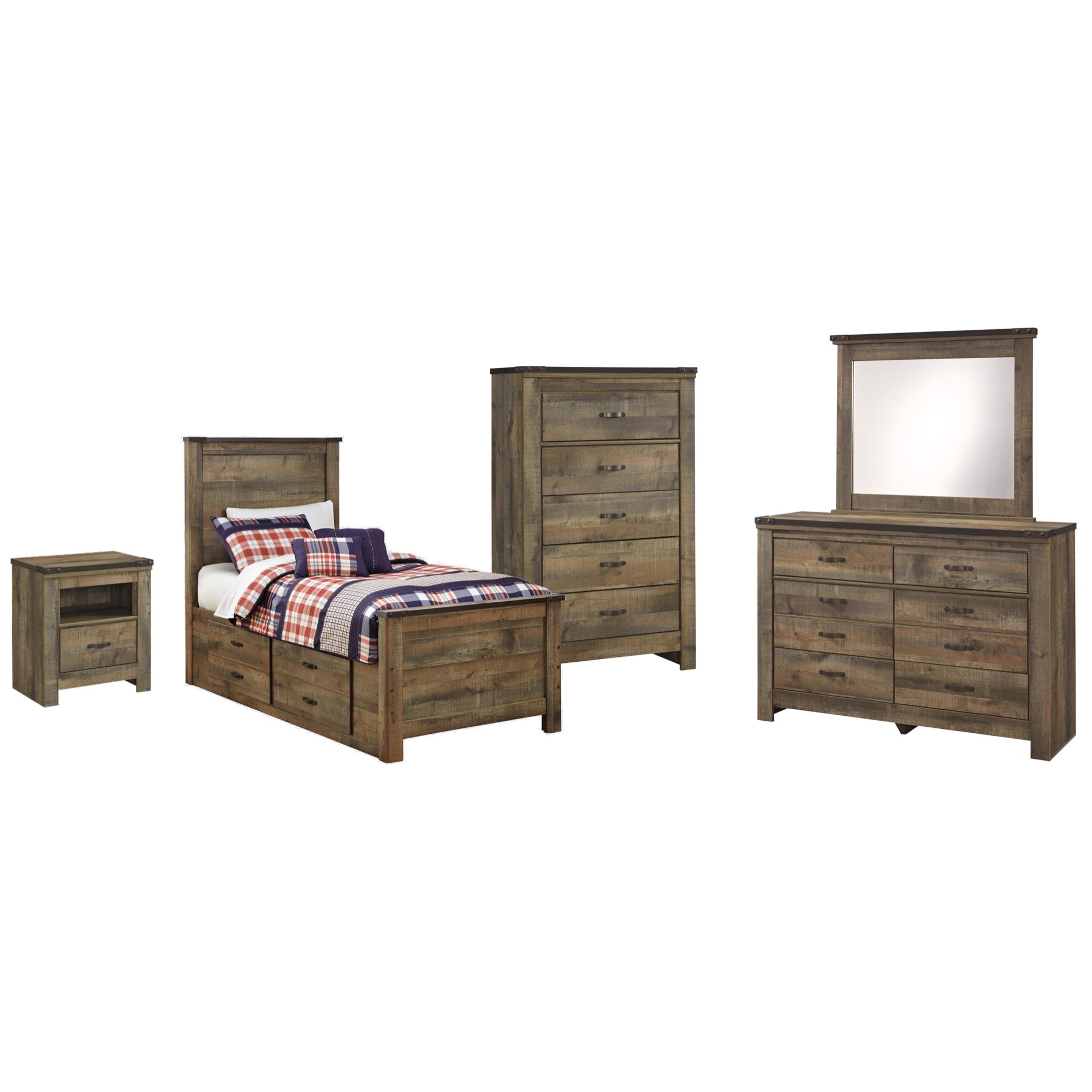 Trinell Twin Panel 5 Piece Storage Bedroom Set