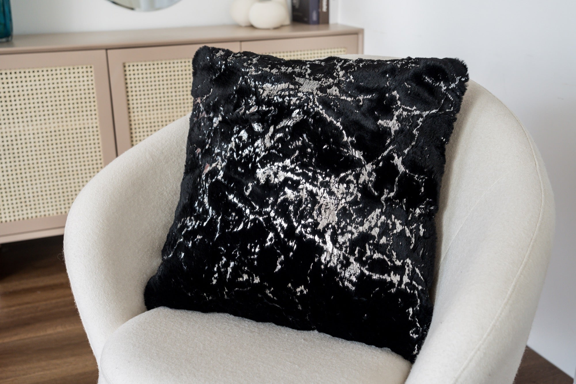 Chryso Black with Silver Foil Pillow