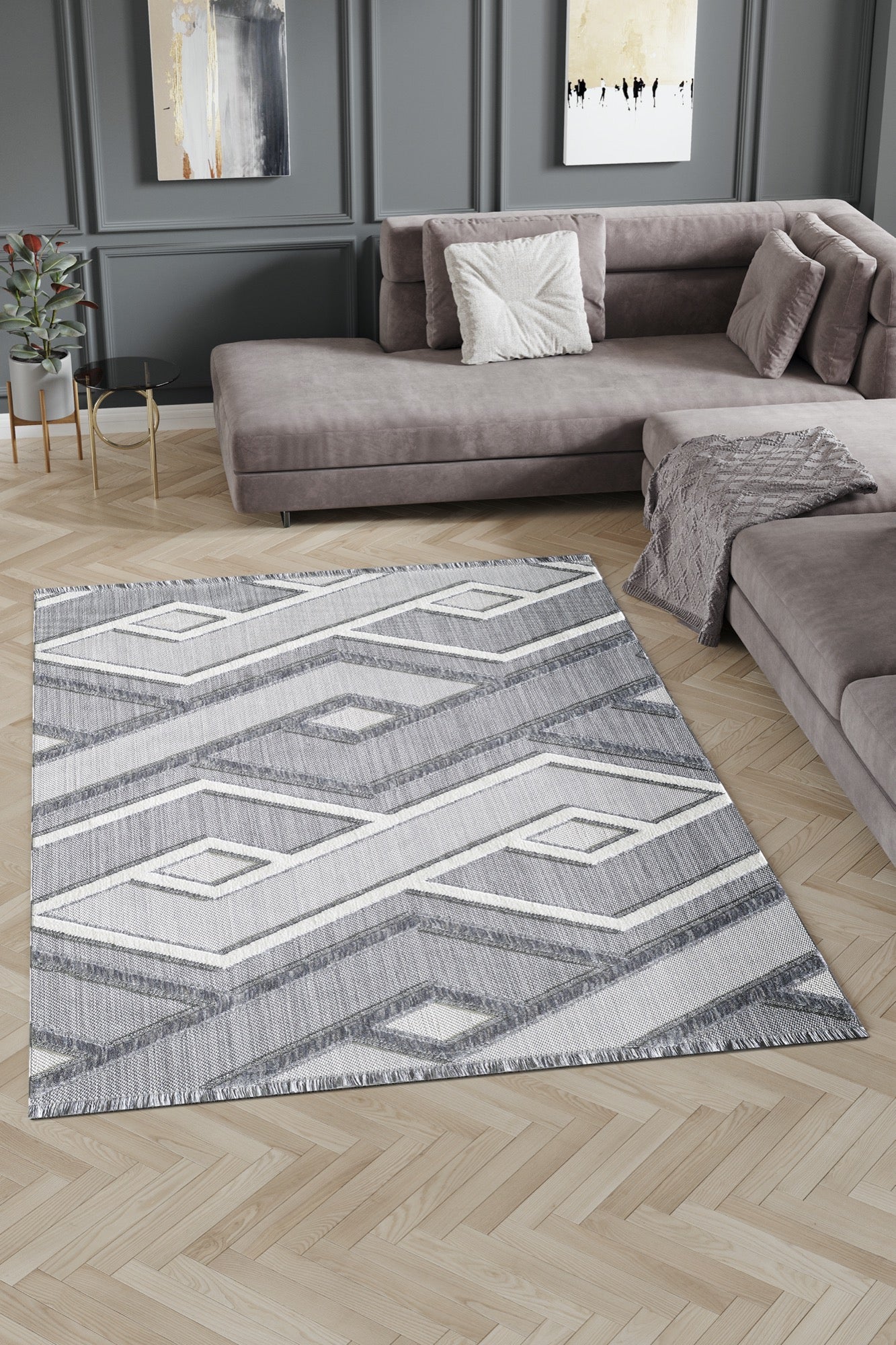 Milos 5x8 Grey Area Rug