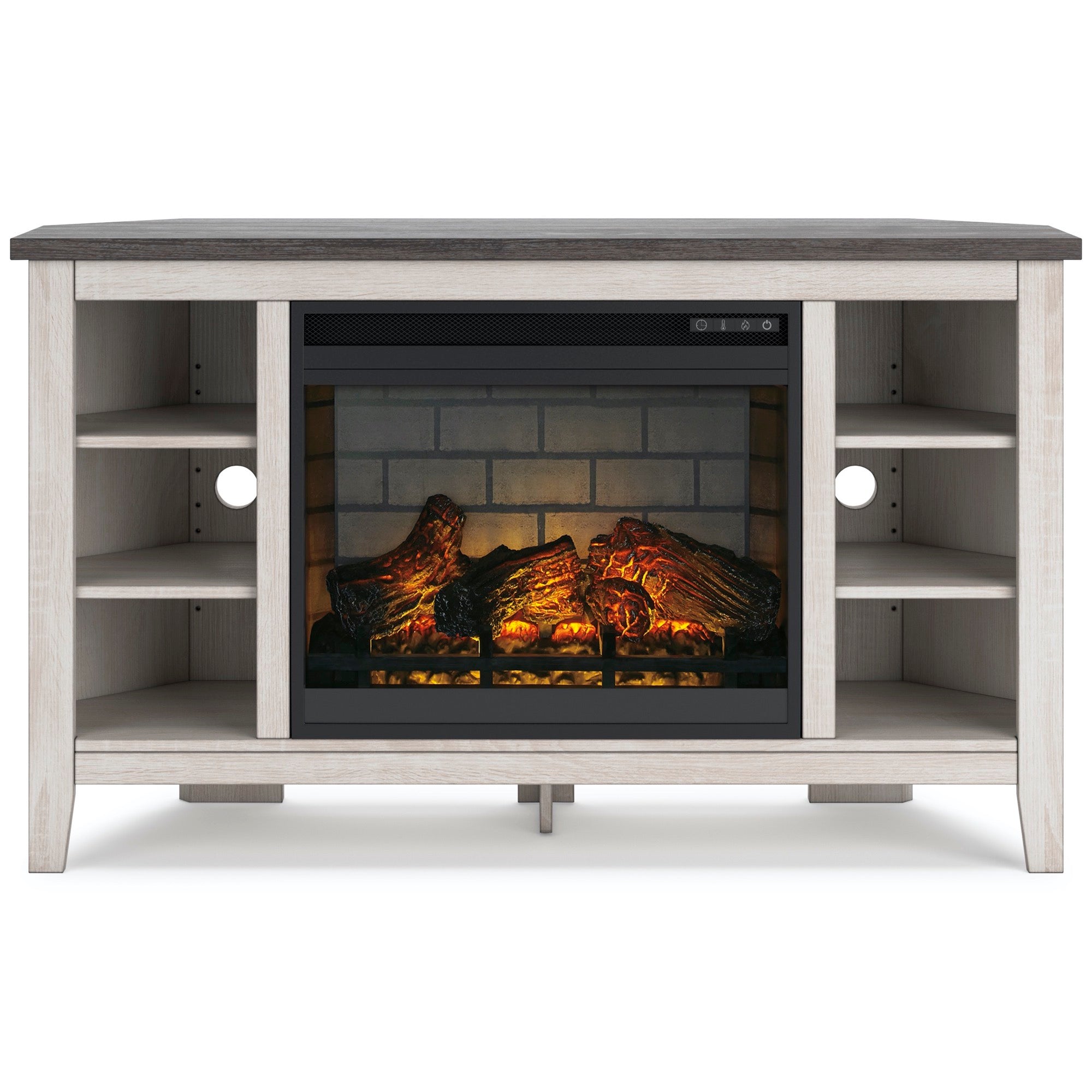 Dorrinson Corner TV Stand with Electric Fireplace