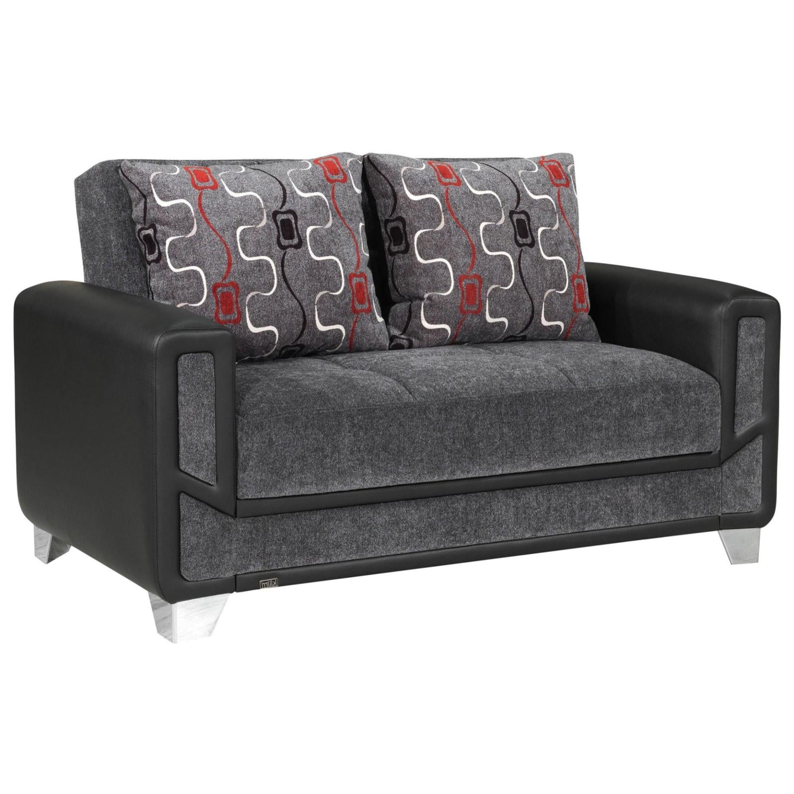 Mondo Grey Convertible Loveseat, Loveseat, Rugnur - Adams Furniture